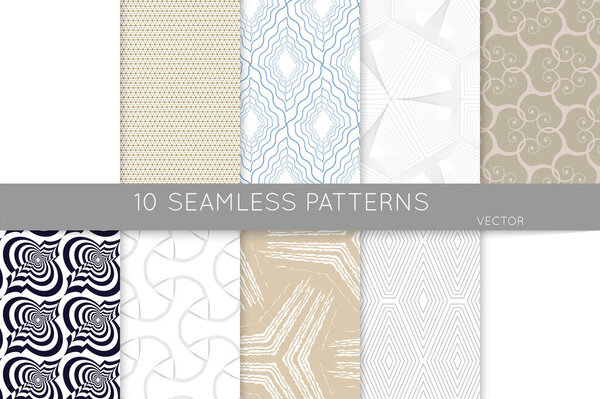 Simple geometric texture. Collection of seamless geometric minimalistic patterns. Backgrounds and wallpapers. Textile ornament. Properly grouped and layered drag and drop to the swatch pallet.