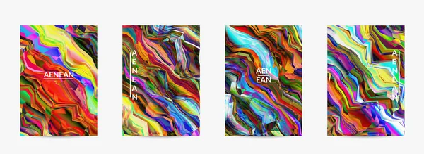Modèle Flyer Vectoriel Abstrait Texture Aquarelle Fond Coloré Vibrant Lignes — Image vectorielle