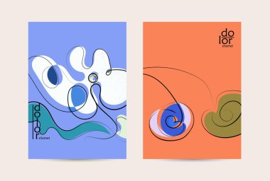 Vektör uçucu şablonu. Soyut el şafağı meyve posteri. Grange desenli düz tasarım. Organik doğal gıda sanatsal illüstrasyonu. Düzgün kıvrımlı çizgi çizgi çizgi çizgi çizgi logosu.