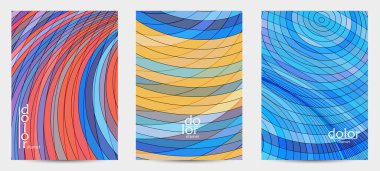 Fütürist çok renkli tel çerçeve geometrik şekilli soyut vektör uçuş şablonu. Üç boyutlu dijital bilim modeli konsepti. Web teknolojisi kapak tasarımı. Dalgalı çizgiler ve ızgara dokusu.