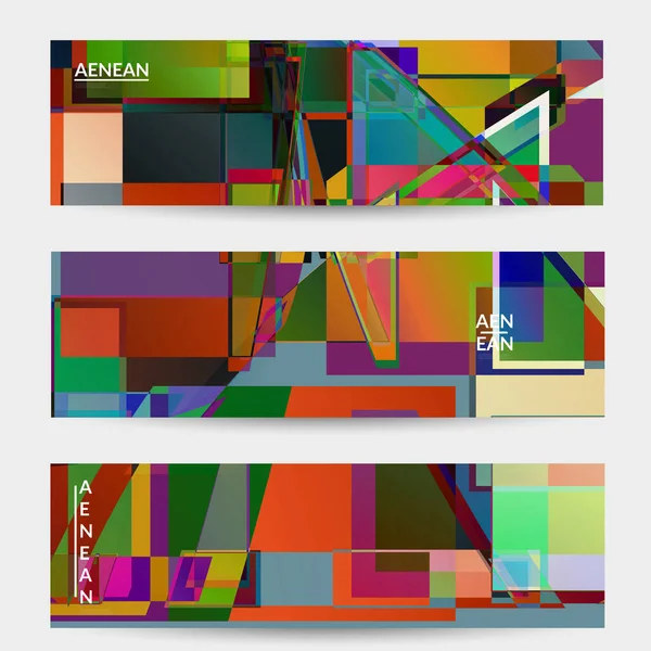 Șablon Banner Vectorial Abstract Pătrate Mari Colorate Vibrante Care Suprapun — Vector de stoc