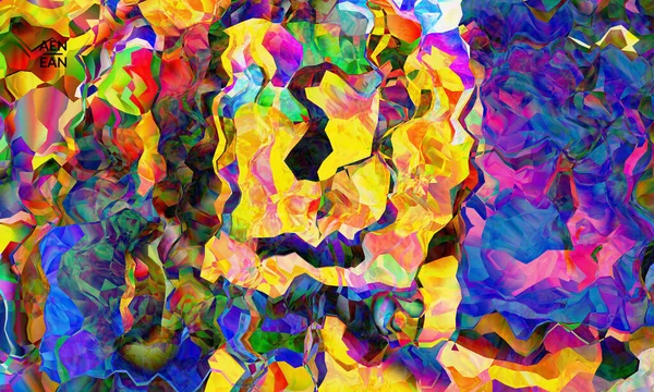 Moldura Digital Abstrata Textura Vetorial Artística Padrão Ondulado Multicolorido Sobrepondo — Vetor de Stock