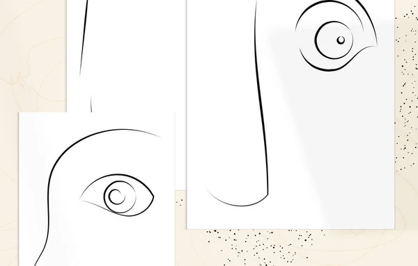 Art Contemporain Abstrait Visage Ligne Continue Logo Beauté Minimaliste Simple — Image vectorielle
