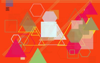 Soyut geometrik doku. Yüzyılın ortalarında, geometrik şekilli, şeffaf ve üst üste binen modern tasarım. Retro renkler. Web sayfası şablonu retro geometri vintage biçimi.