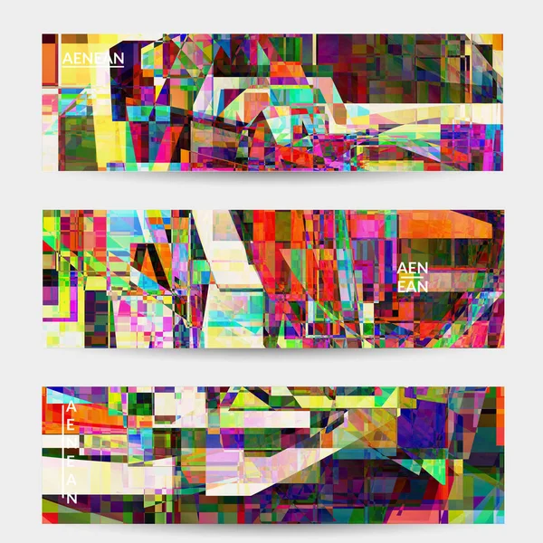 Modelo Banner Vetorial Abstrato Pequena Arte Falha Distorção Pixel Quebrado —  Vetores de Stock