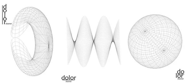 Abstraktes Drahtgittervektorobjektset Digitale Oberfläche Geometrische Struktur Oder Computermodellierung Geometrischer Form — Stockvektor