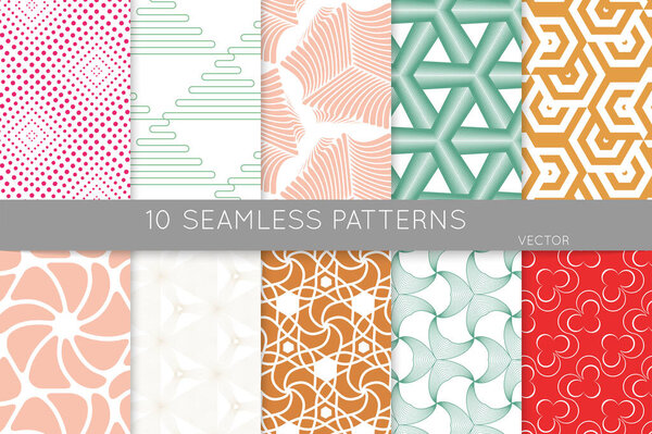 Simple geometric texture. Collection of seamless geometric minimalistic patterns. Backgrounds and wallpapers. Textile ornament. Properly grouped and layered drag and drop to the swatch pallet.
