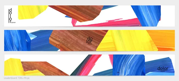 아크릴 구조를 예술적 가판대 디자인 템플릿 손으로 콜라주 디지털 페인팅 — 스톡 벡터