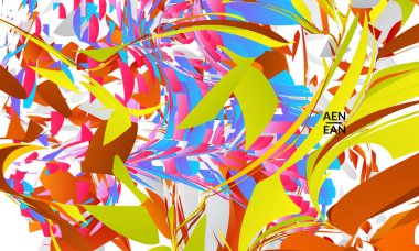 Parlak renkli küçük parçacık patlaması içeren soyut iniş sayfası şablonu. Spor müziği sosyal medya düzeni. Dış uzay hareketli optik sanat dinamik arka planı. Gelecekçi vektör.