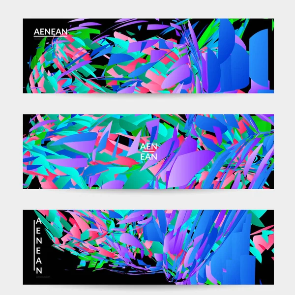 Plantilla Banner Abstracta Con Explosión Partículas Pequeñas Aleatorias Color Brillante — Archivo Imágenes Vectoriales