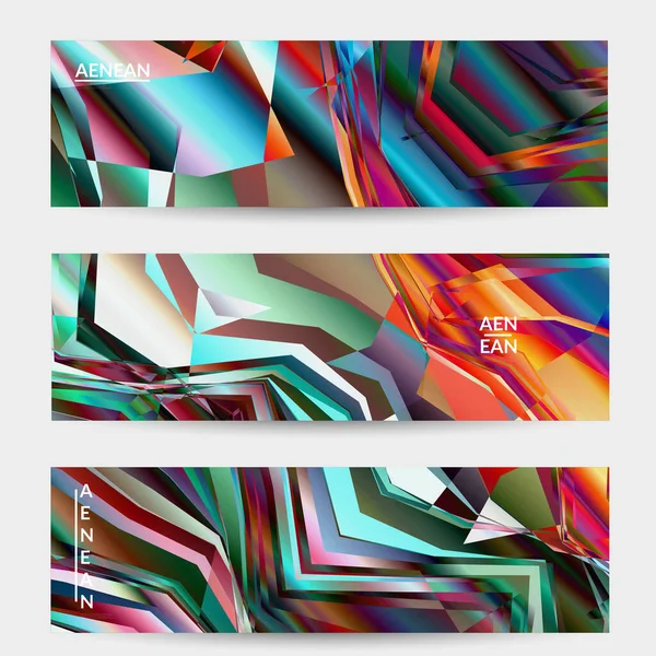 Abstract Vector Banner Template Diagonal Geometric Vibrant Colored Pattern Polarized — Stock Vector
