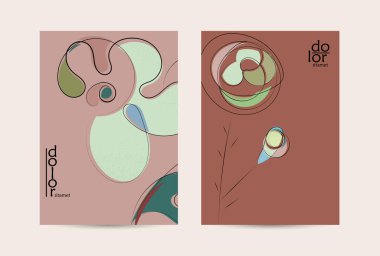 El çizimi meyve grunge desenli soyut vektör şablonu. Düz renkli gıda konsepti çizimi. Sağlıklı beslenme broşürü. Çizgi sanat meyvesi logosu tasarımı. Kavisli dalgalı çizgiler.