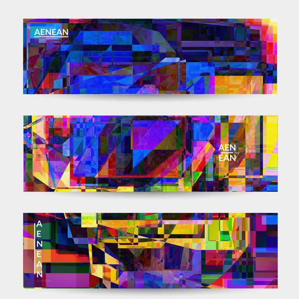 Abstraktní Vektorový Banner Šablony Malý Zlomený Pixel Deformace Chyba Umění — Stockový vektor