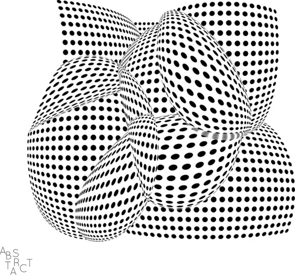 Abstract Futuristic Dotted Shape Visual Distortion Effect Optical Art Background — Stock Vector