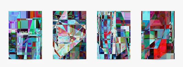 Abstrakte Vektorflyer Vorlage Kleine Kaputte Pixelverzerrungen Sind Kunst Matrix Geometrisches — Stockvektor