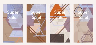 Soyut geometrik doku. Yüzyılın ortalarında, geometrik şekilli, şeffaf ve üst üste binen modern tasarım. Retro renkler. Sosyal medya şablonu retro geometri vintage biçimi.