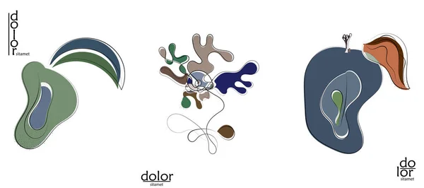 抽象的な手描きベクトル芸術のロゴは白に隔離されました 質感とラインアートイラスト レトロフラット色有機自然エコフードデザイン 有機健康的なビーガンドア — ストックベクタ