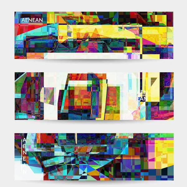 Абстрактний Векторний Шаблон Банерів Невелике Зламане Мистецтво Спотворення Пікселів Матричний — стоковий вектор