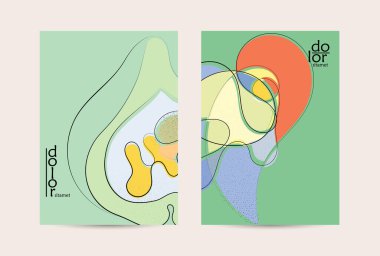 El çizimi meyve grunge desenli soyut vektör şablonu. Düz renkli gıda konsepti çizimi. Sağlıklı beslenme broşürü. Çizgi sanat meyvesi logosu tasarımı. Kavisli dalgalı çizgiler.