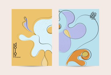 Vektör uçucu şablonu. Soyut el şafağı meyve posteri. Grange desenli düz tasarım. Organik doğal gıda sanatsal illüstrasyonu. Düzgün kıvrımlı çizgi çizgi çizgi çizgi çizgi logosu.