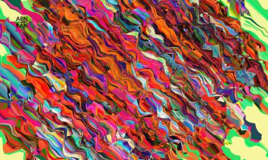 Soyut vektör duvar kağıdı. Suluboya dokusu canlı renkli arkaplan. Görsel bilgisayar gradyan dalgalı köşegen çizgileri filtreledi. Dinamik boya akışı mermer desen deseni. Psikedelik sanat posteri.