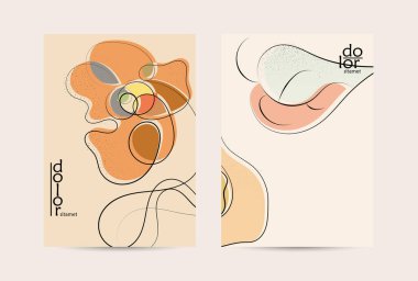 El çizimi meyve grunge desenli soyut vektör şablonu. Düz renkli gıda konsepti çizimi. Sağlıklı beslenme broşürü. Çizgi sanat meyvesi logosu tasarımı. Kavisli dalgalı çizgiler.