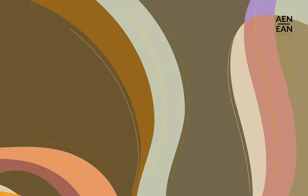 抽象的なベクトル壁紙 波状幾何学的な抽象的な形状と地球の自然な有機色のラインを持つアートTerrazzoパターン 結婚式の招待のための最小モダンなテンプレート — ストックベクタ