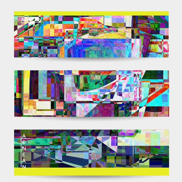 Modelo Banner Vetorial Abstrato Pequena Arte Falha Distorção Pixel Quebrado —  Vetores de Stock