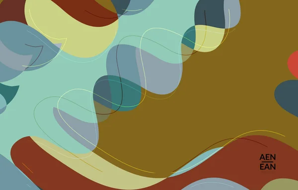 Abstract Vector Wallpaper Art Terrazzo Pattern Wavy Shapes Lines Earthy — Stock Vector