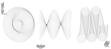 Soyut vektör ağ nesne simgesi seti. Çokgen geometrik şekil. Matematik ya da kimya için bilgisayar modelliği. Çizgi optik sanat tasarımı. Dalgalı bir yüzey. Kablo çerçeve logo tasarımı. 