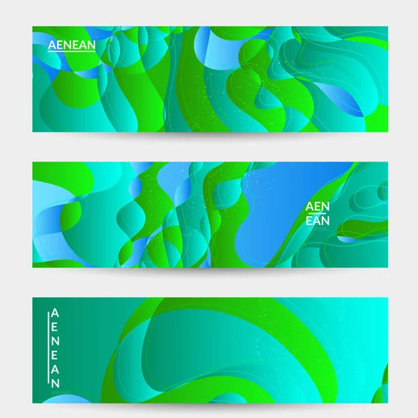 Abstract Vector Banner Template Bright Gradient Wavy Organic Overlapping Shapes — Stock Vector