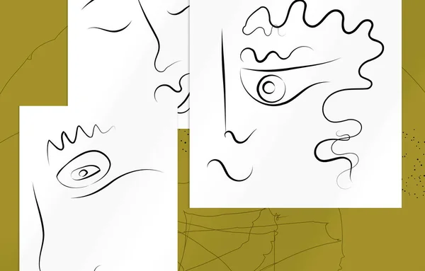 Art Contemporain Abstrait Visage Ligne Continue Logo Beauté Minimaliste Simple — Image vectorielle