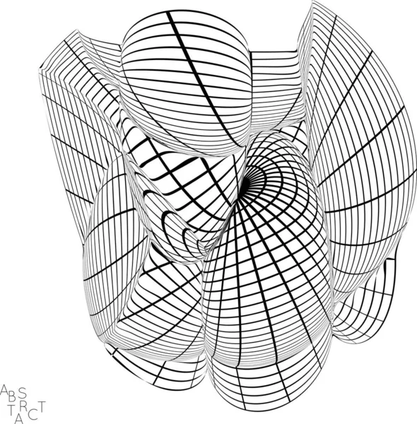 Forma Futurista Abstracta Con Efecto Distorsión Visual Modelo Trama Alambre — Archivo Imágenes Vectoriales