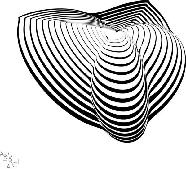 Abstract Striped Deep Ocean Life Creature Black White Optical Art — Stock Vector