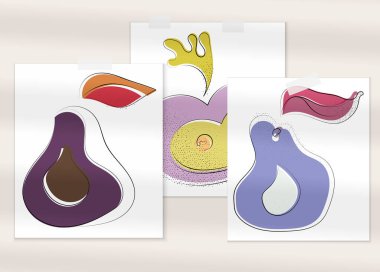 Gölge kaplamalı soyut el çizimi vektör çizimi poster. Çizgi sanatsal çizim ve doku. Retro düz renkler organik doğal tasarım. Organik sağlıklı vejetaryen karalaması..