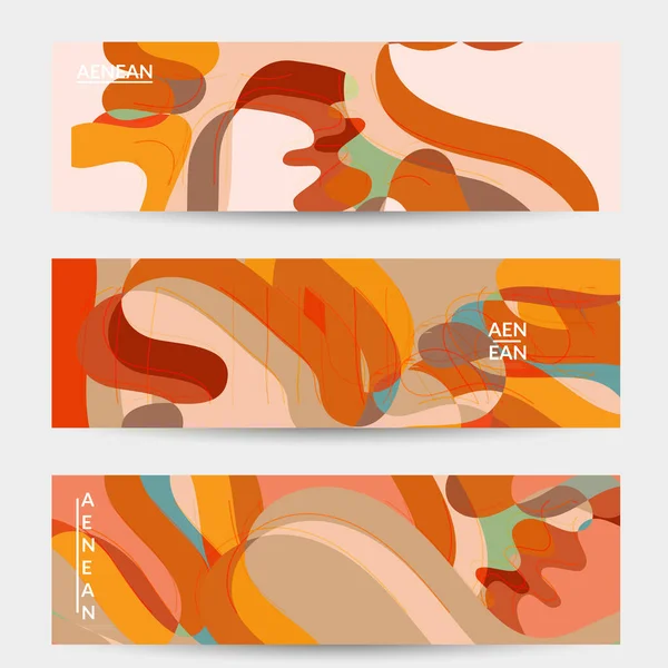 Vector Abstract Banner Social Media Model Artă Terrazzo Forme Linii — Vector de stoc