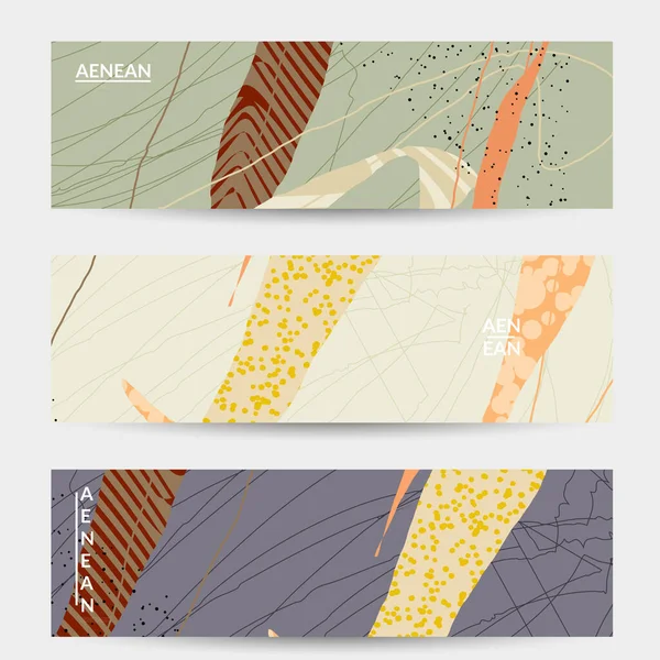 Banner Vector Abstracto Exóticos Rayas Superpuestas Formas Onduladas Líneas Hipster — Archivo Imágenes Vectoriales