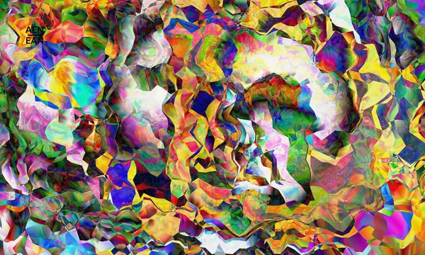 Moldura Digital Abstrata Textura Vetorial Artística Padrão Ondulado Multicolorido Sobrepondo — Vetor de Stock