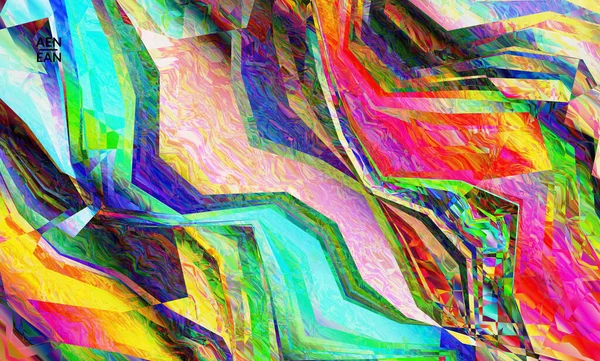 摘要矢量墙纸 对角线几何充满活力的彩色图案 镜像晶体结构中的偏光 动态计算机过滤的多色艺术背景模板 — 图库矢量图片