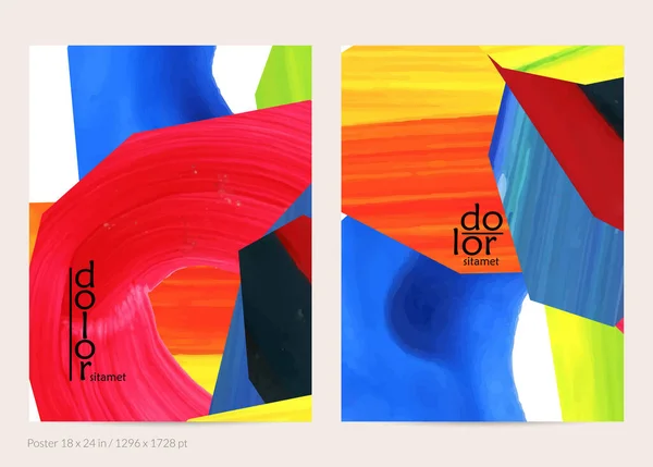 Renkli parlak akrilik dokulu şekilli soyut vektör arkaplanı. Sanatsal poster tasarım şablonu. El çizimi sanat eseri dijital boya afişi. Fırça darbesiyle evrensel yerleşim.