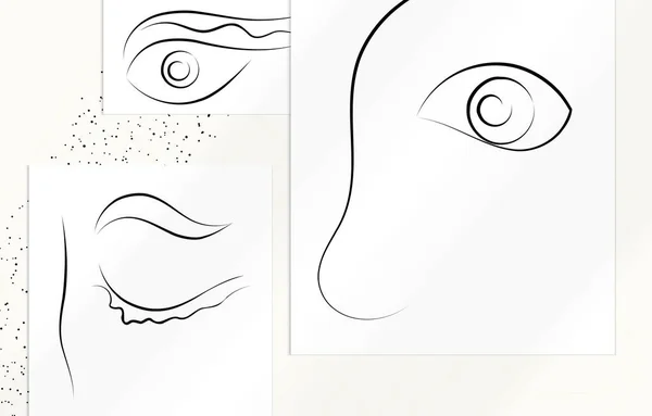 Homme Abstrait Contemporain Fait Face Dessin Continu Une Ligne Affiche — Image vectorielle