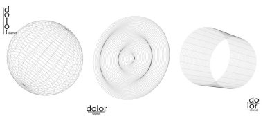 Soyut vektör ağ nesne simgesi seti. Çokgen geometrik şekil. Matematik ya da kimya için bilgisayar modelliği. Çizgi optik sanat tasarımı. Dalgalı bir yüzey. Kablo çerçeve logo tasarımı. 