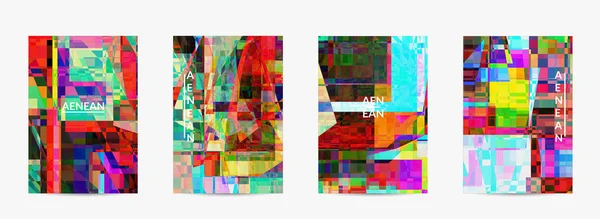 Modelo Folheto Vetorial Abstrato Pequena Arte Falha Distorção Pixel Quebrado — Vetor de Stock