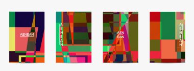 Soyut vektör uçuş şablonu. Büyük, renkli, örtüşen kareler. Retro TV test hatası dijital sanat. Piksel düzensiz geometrik desen. Büyük veri siber uzay bilgisayarlı filtrelenmiş doku