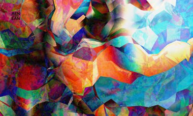 Çok renkli dalgalı desenler üst üste filtrelenmiş şekiller. Canlı ışık efektleri, vitraylı camlar ya da kübizm sanat resimleri. Pazarlama teknolojileri için soyut vektör şablonu.