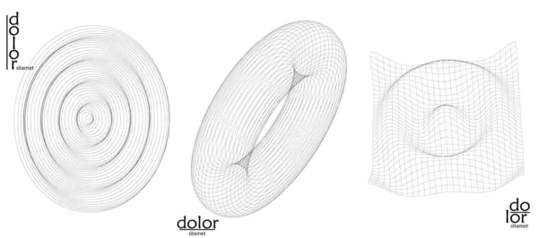 Abstraktes Vektornetzobjektsymbol Gesetzt Polygonale Geometrische Form Computermodellierung Für Mathematik Oder — Stockvektor