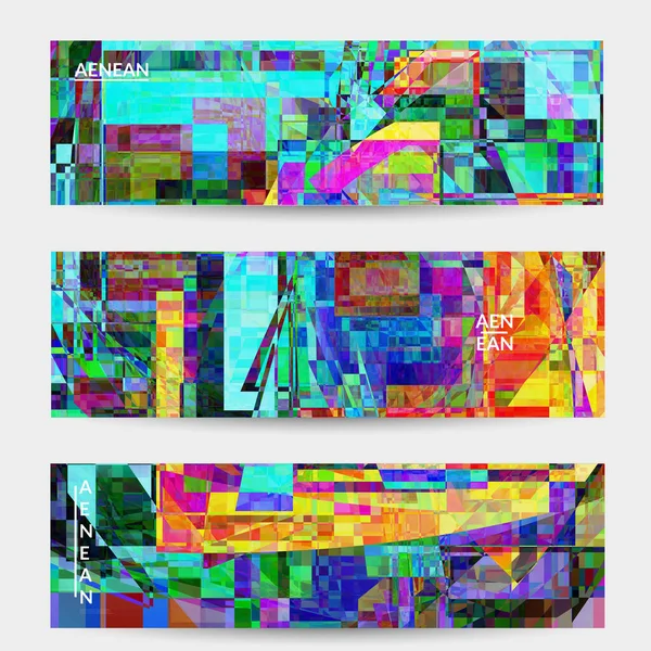 Soyut Vektör Pankartı Şablonu Küçük Kırık Piksel Çarpıtma Sanatı Matris — Stok Vektör
