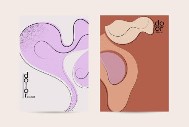 Retro düz renkli organik gıda broşürü. El çizimi meyve çizgisi logosu tasarımı. Yumuşak kıvrımlı grange desenli bitkisel çizgi çizgi. Sağlıklı beslenme broşürü düzeni.