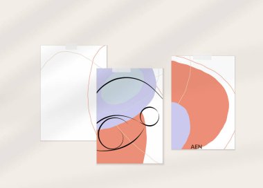 Modern kart seti şablonunda soyut otantik portre. Bir çizgi sürekli çizilmiş karalama vektör çizimi. Modern Kübizm Sanatı tarzında çağdaş kompozisyon. Gölge örtüsüyle ayarlayın.