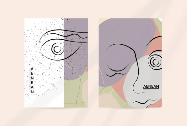 Abstract Face Art Een Lijn Continue Tekening Vrouw Logo Portret — Stockvector